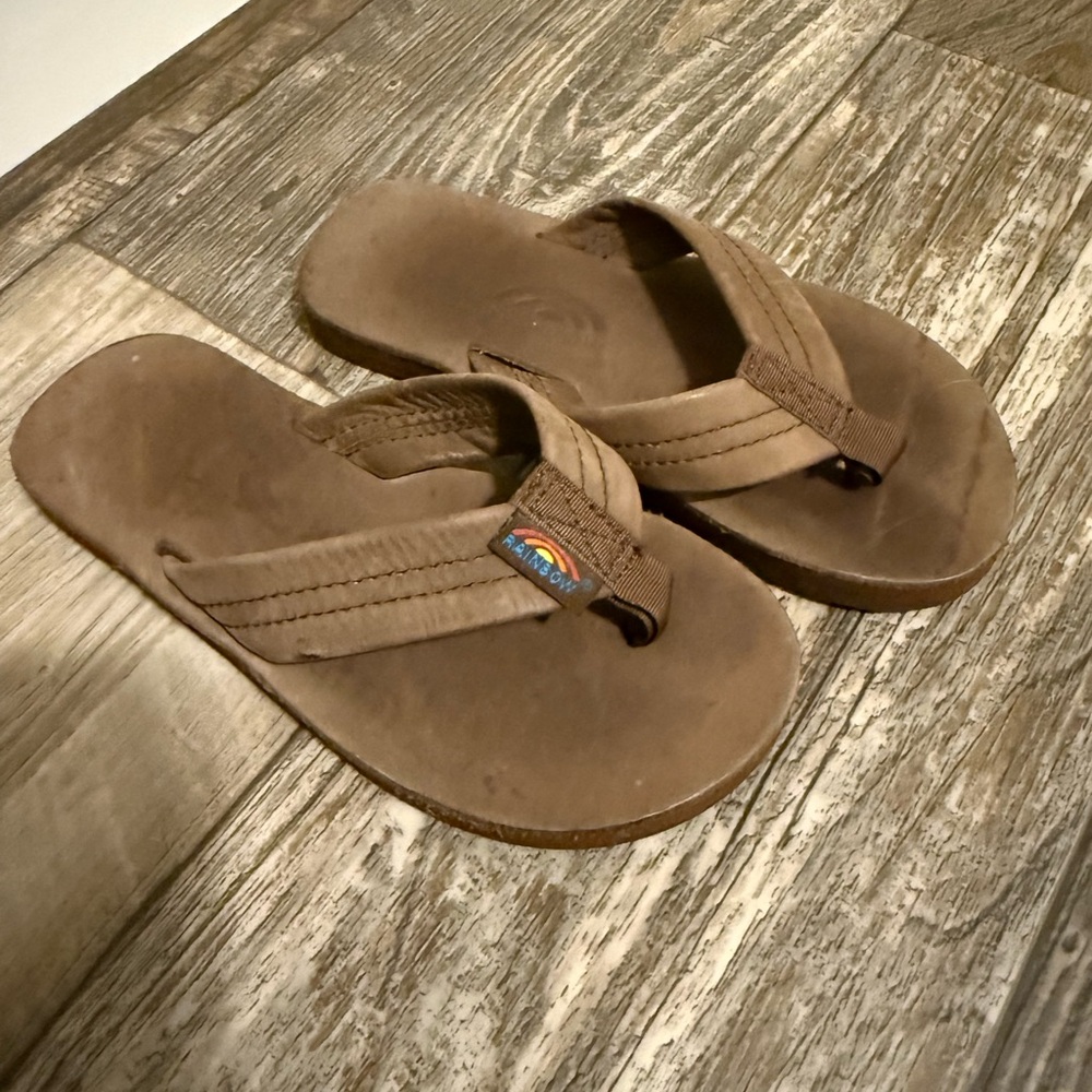 Rainbow Brown Kids Flip Flops size 11-12